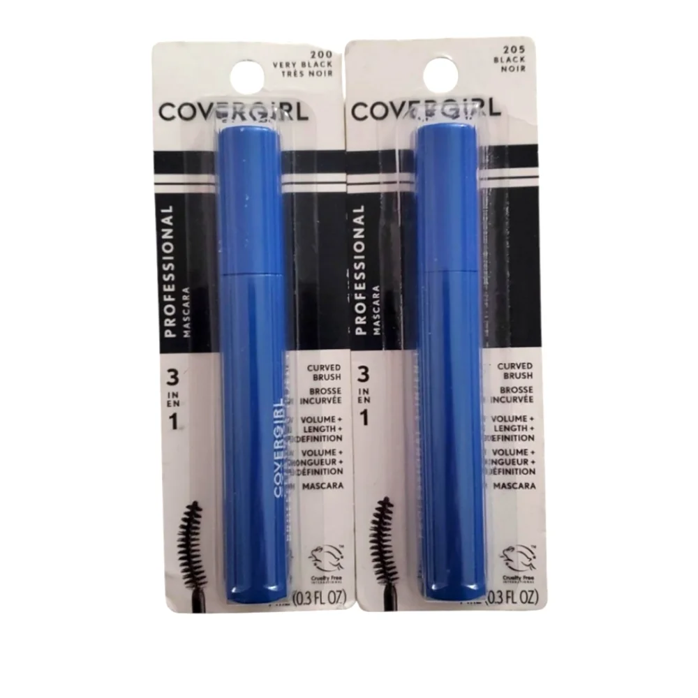 Covergirl Professional 3-in-1 Curved Brush Mascara, 200 black noir and 205 Black